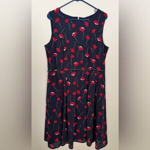 Tommy Hilfiger women’s 16 navy and red tulip floral sleeveless a line dress EUC